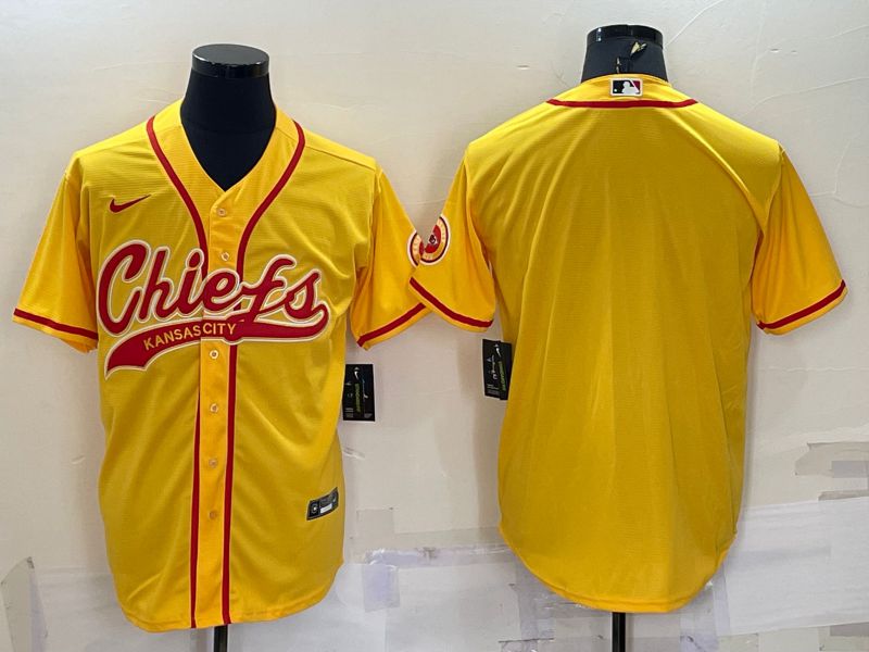 Men Kansas City Chiefs Blank Yellow 2022 Nike Co branded NFL Jerseys